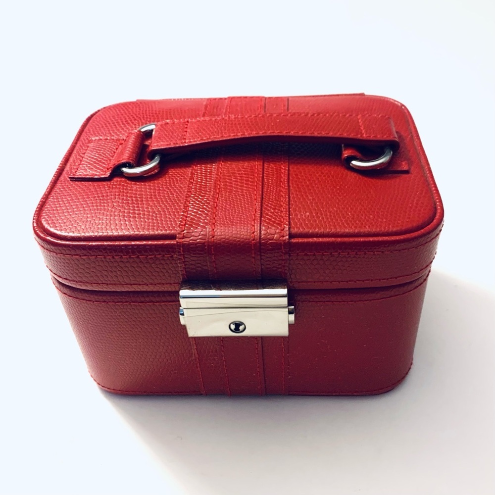POTTERY BARN Red Leather Jewelry / Travel
Case